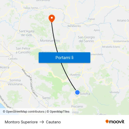 Montoro Superiore to Cautano map