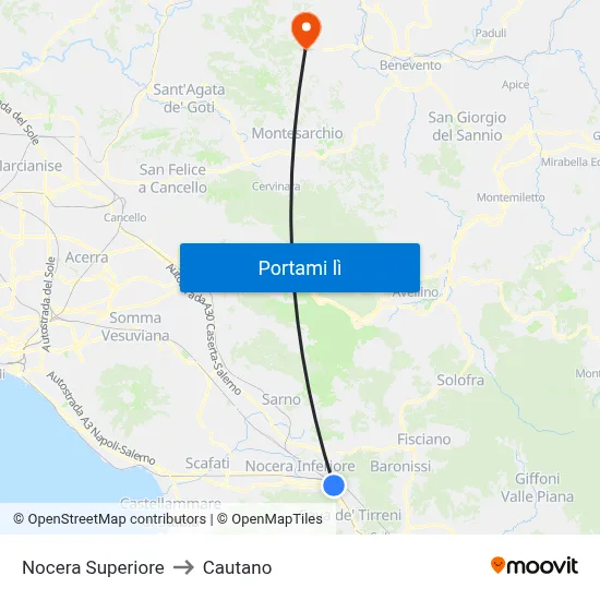 Nocera Superiore to Cautano map