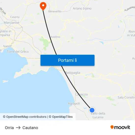 Orria to Cautano map