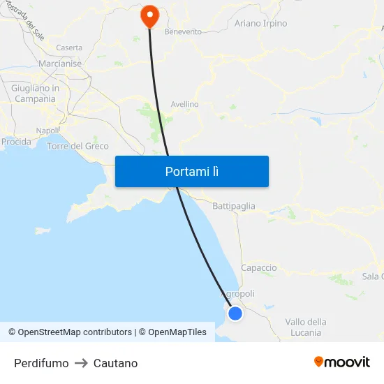 Perdifumo to Cautano map