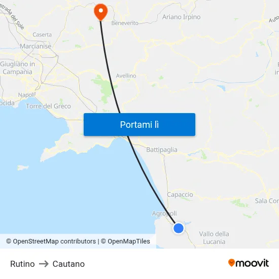 Rutino to Cautano map