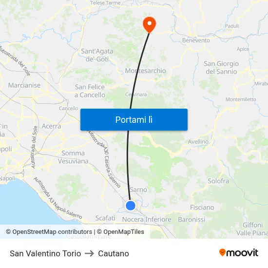 San Valentino Torio to Cautano map