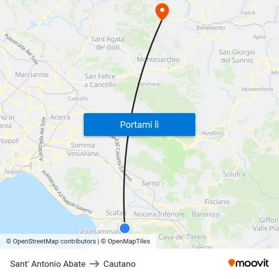 Sant' Antonio Abate to Cautano map