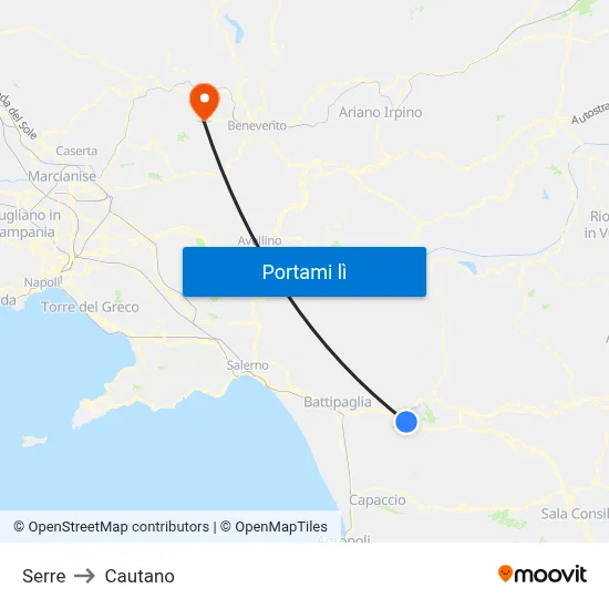 Serre to Cautano map