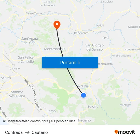 Contrada to Cautano map