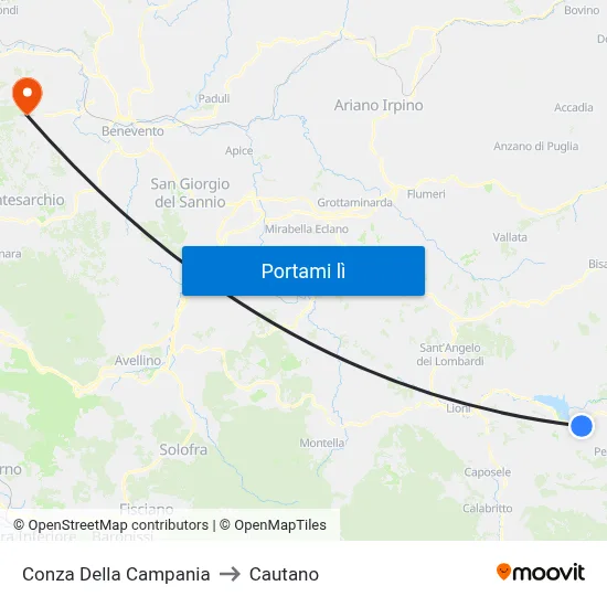 Conza Della Campania to Cautano map