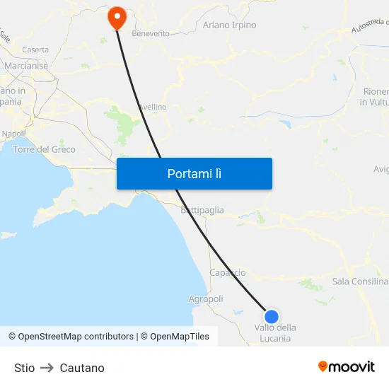 Stio to Cautano map