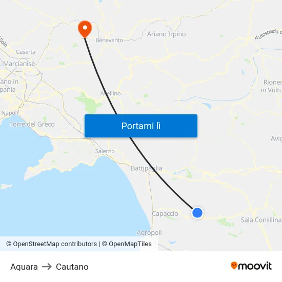 Aquara to Cautano map