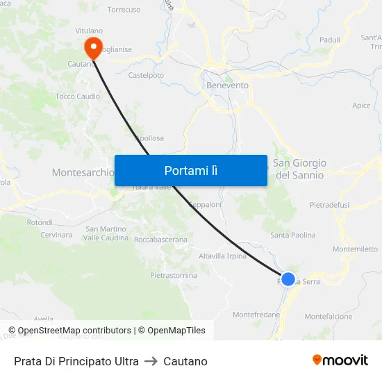 Prata Di Principato Ultra to Cautano map