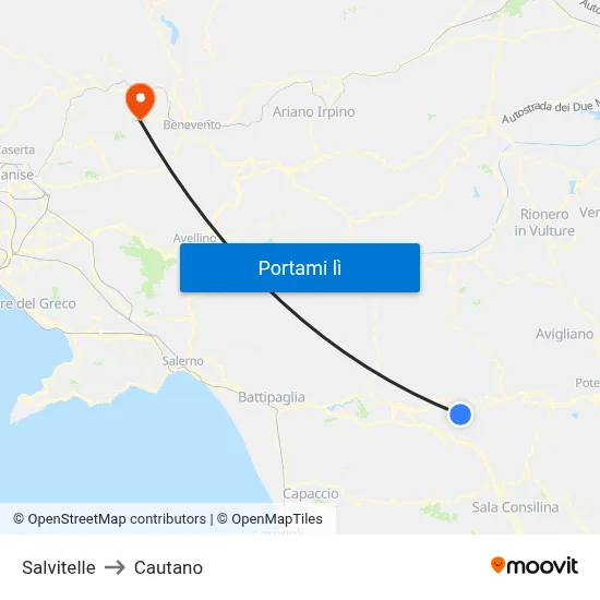 Salvitelle to Cautano map