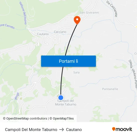 Campoli Del Monte Taburno to Cautano map