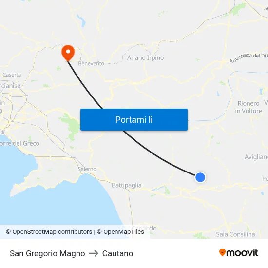San Gregorio Magno to Cautano map