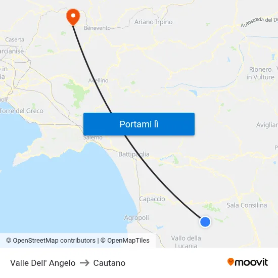 Valle Dell' Angelo to Cautano map