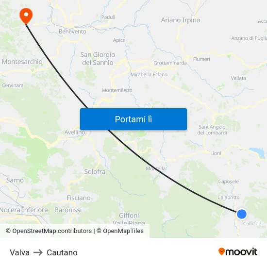 Valva to Cautano map