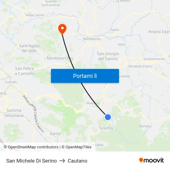 San Michele Di Serino to Cautano map