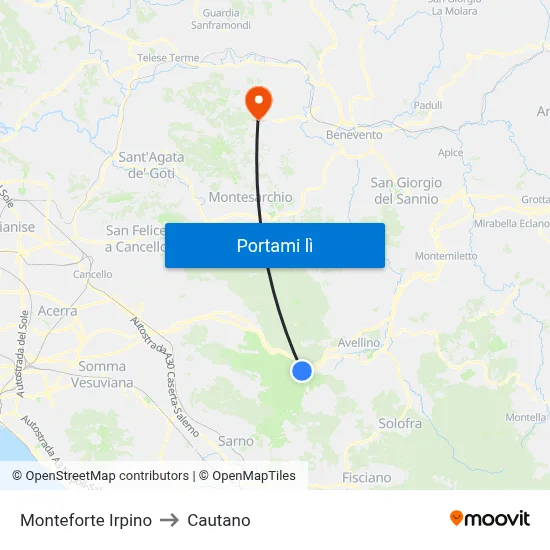 Monteforte Irpino to Cautano map