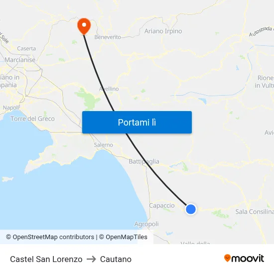 Castel San Lorenzo to Cautano map