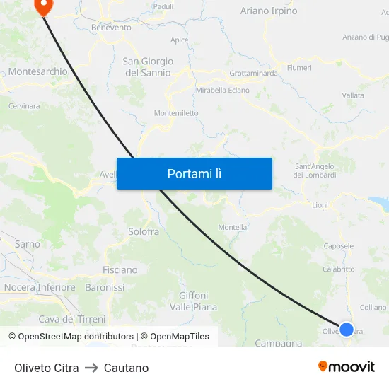 Oliveto Citra to Cautano map