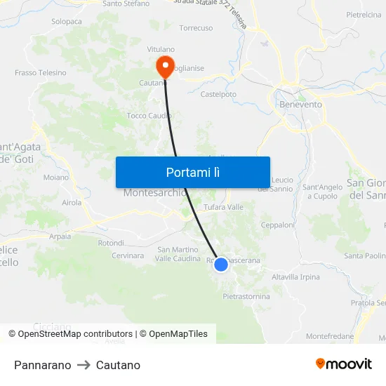 Pannarano to Cautano map
