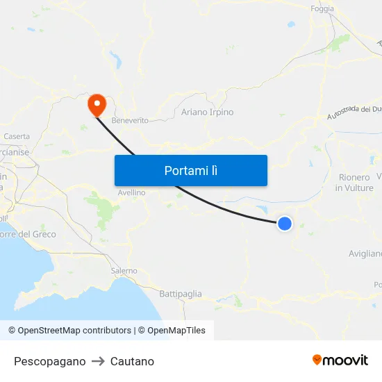 Pescopagano to Cautano map