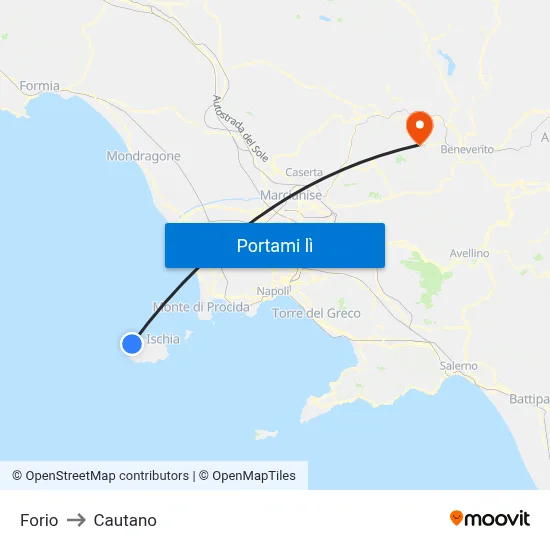 Forio to Cautano map