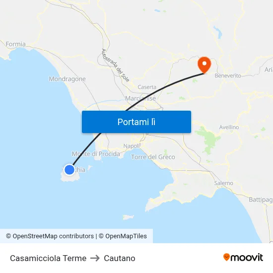 Casamicciola Terme to Cautano map