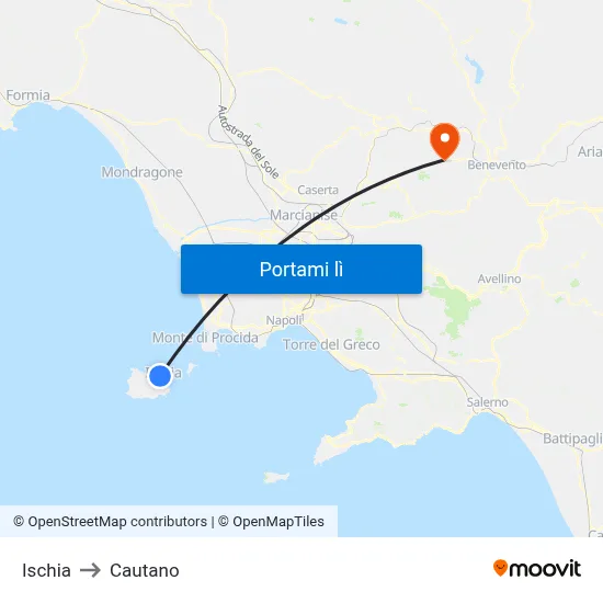 Ischia to Cautano map