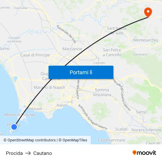 Procida to Cautano map