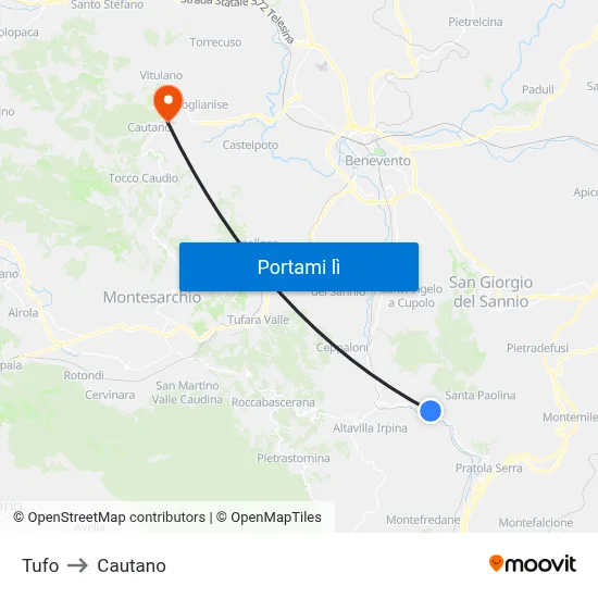 Tufo to Cautano map