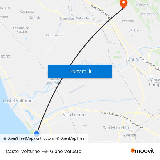 Castel Volturno to Giano Vetusto map
