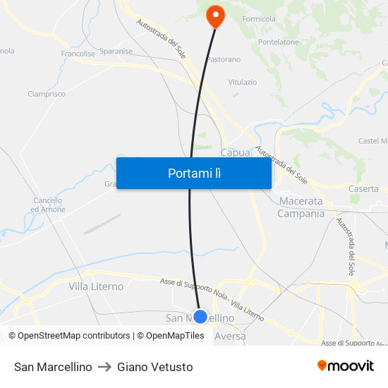 San Marcellino to Giano Vetusto map