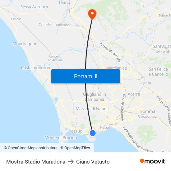 Mostra-Stadio Maradona to Giano Vetusto map