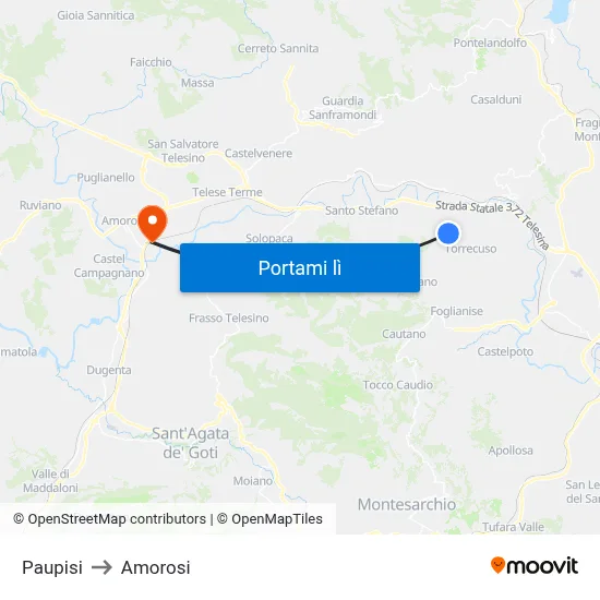 Paupisi to Amorosi map