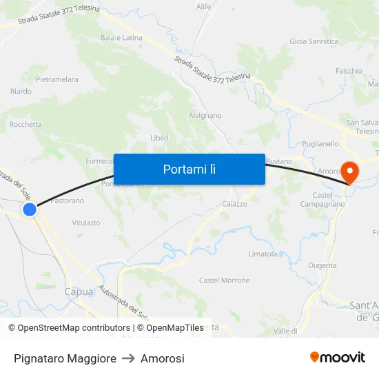 Pignataro Maggiore to Amorosi map
