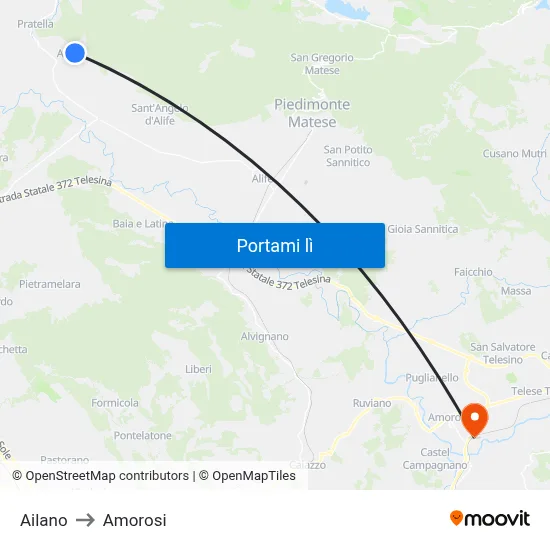 Ailano to Amorosi map