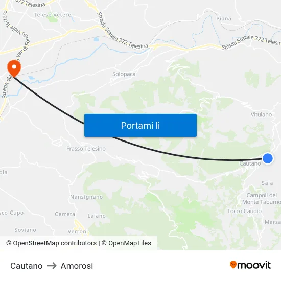 Cautano to Amorosi map