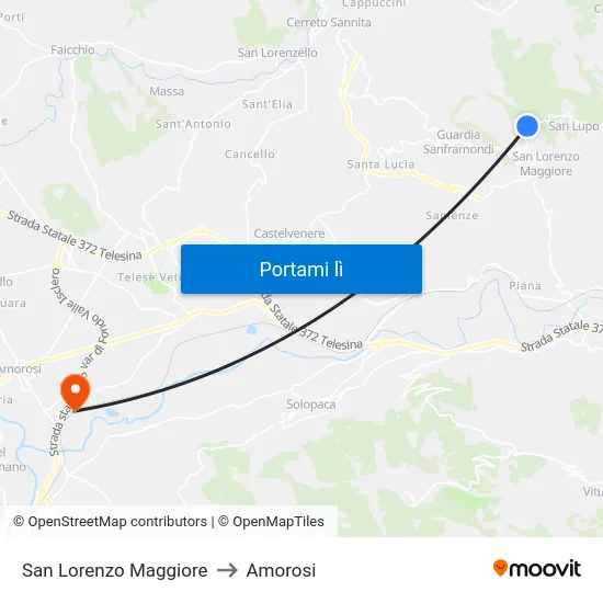 San Lorenzo Maggiore to Amorosi map