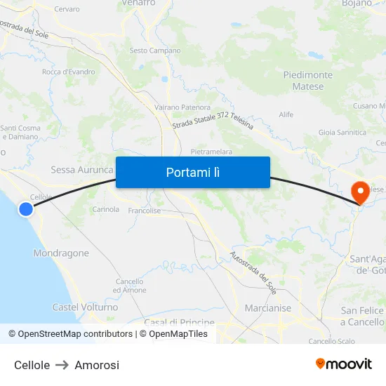 Cellole to Amorosi map