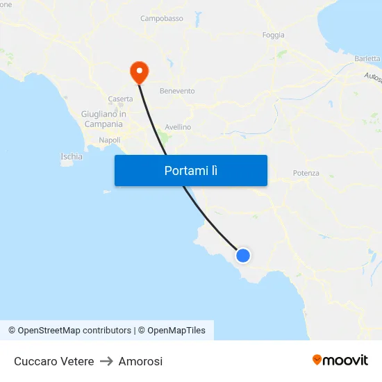 Cuccaro Vetere to Amorosi map