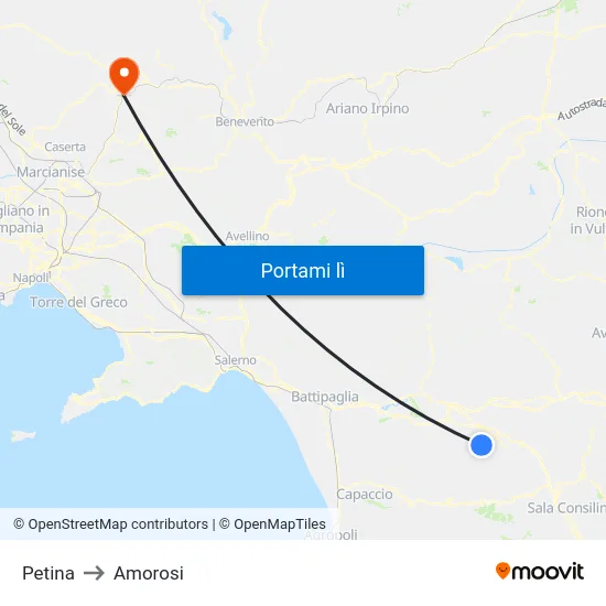 Petina to Amorosi map