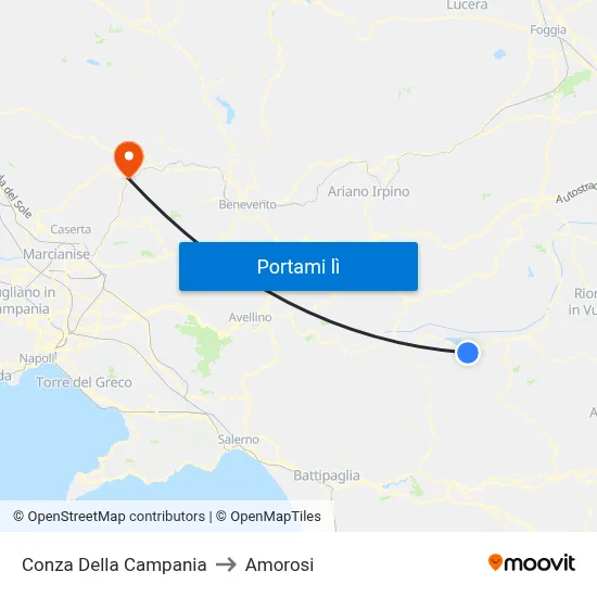 Conza Della Campania to Amorosi map