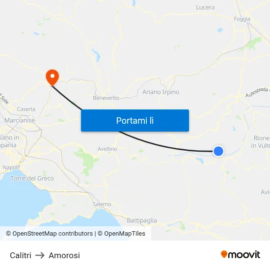 Calitri to Amorosi map