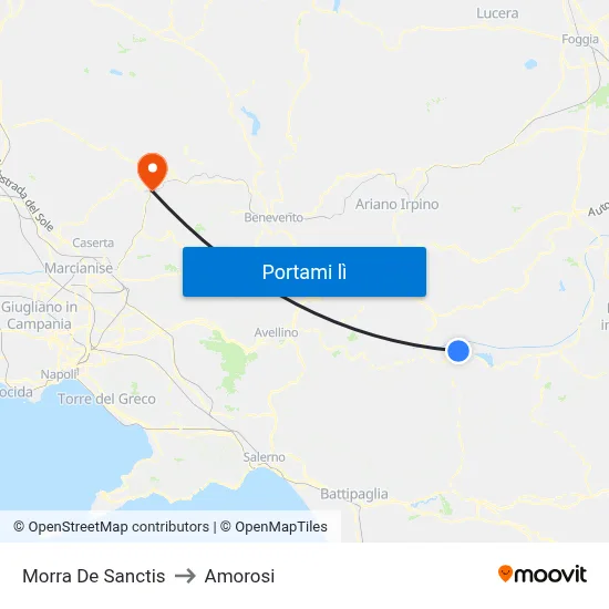 Morra De Sanctis to Amorosi map