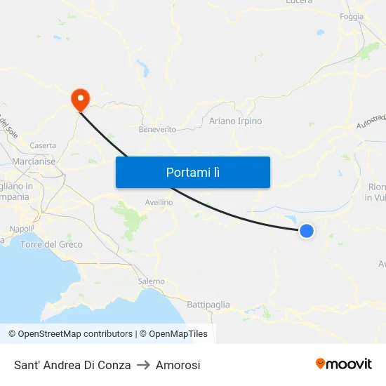 Sant' Andrea Di Conza to Amorosi map