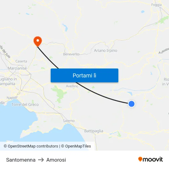 Santomenna to Amorosi map