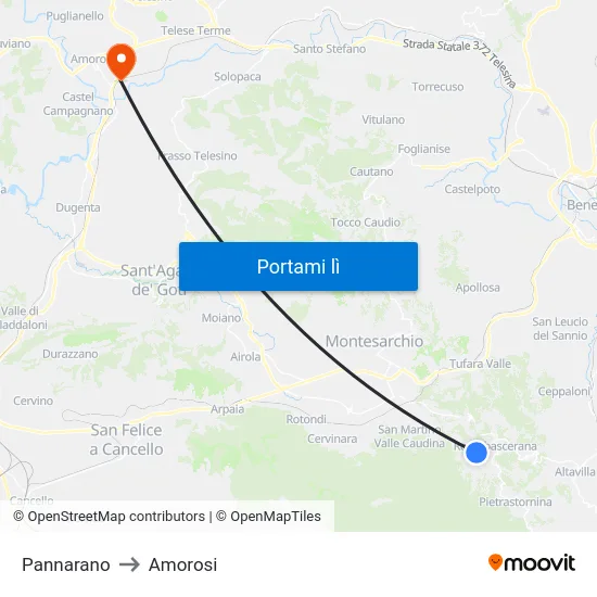 Pannarano to Amorosi map