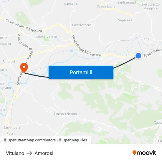 Vitulano to Amorosi map