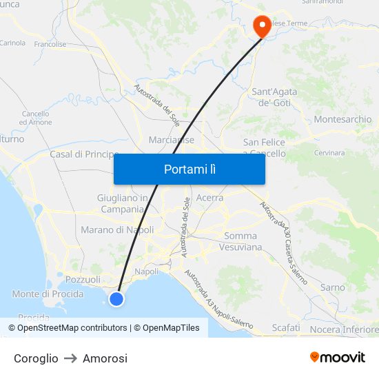 Coroglio to Amorosi map