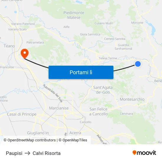 Paupisi to Calvi Risorta map
