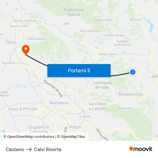 Cautano to Calvi Risorta map